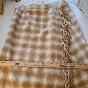 Vintage 80s Gray Wool Flannel Pleated Straight Modest Skirt Size 12 14 Beautifu